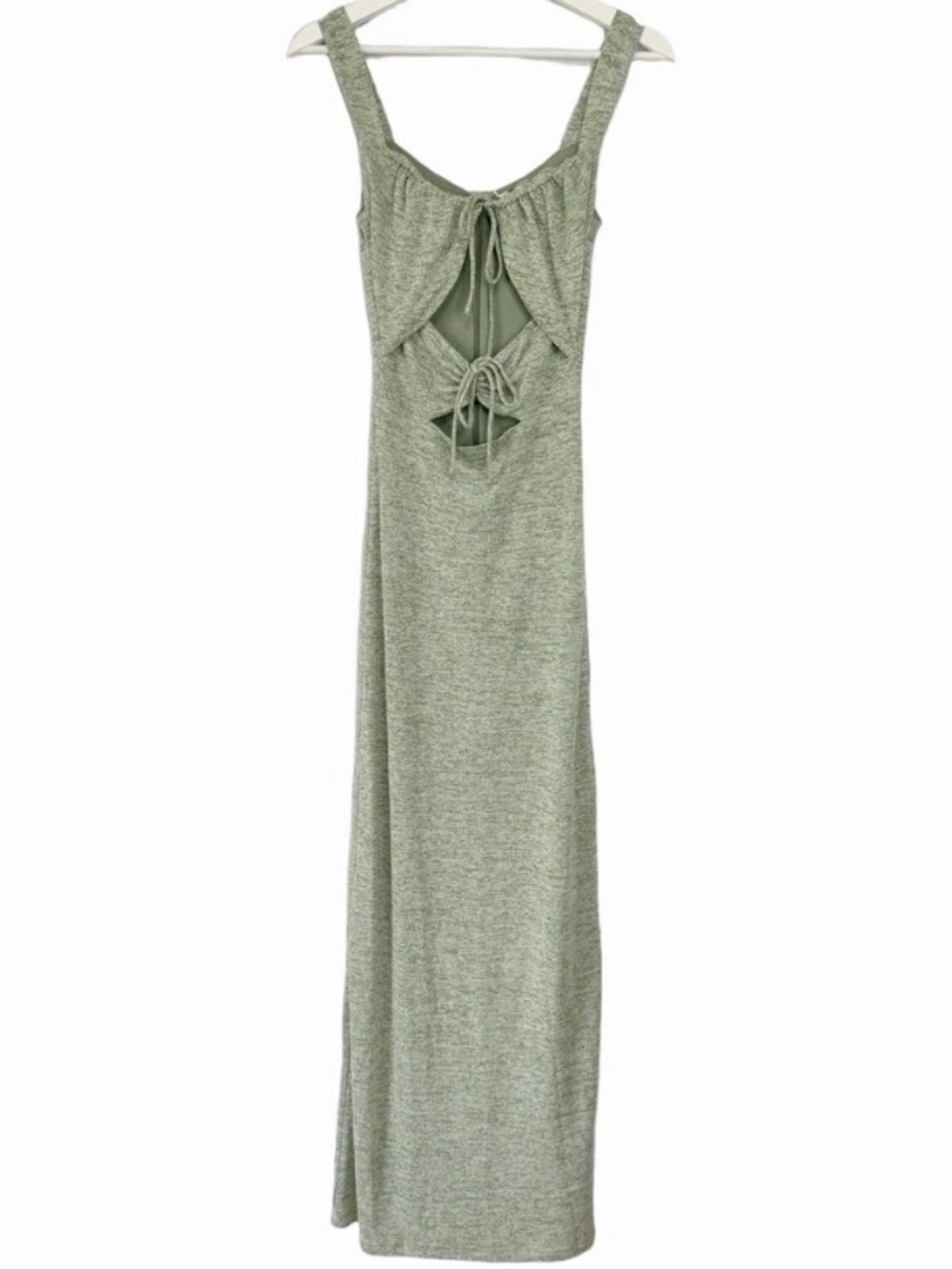 Olive Green Maxi Dress with Back Tie Detail